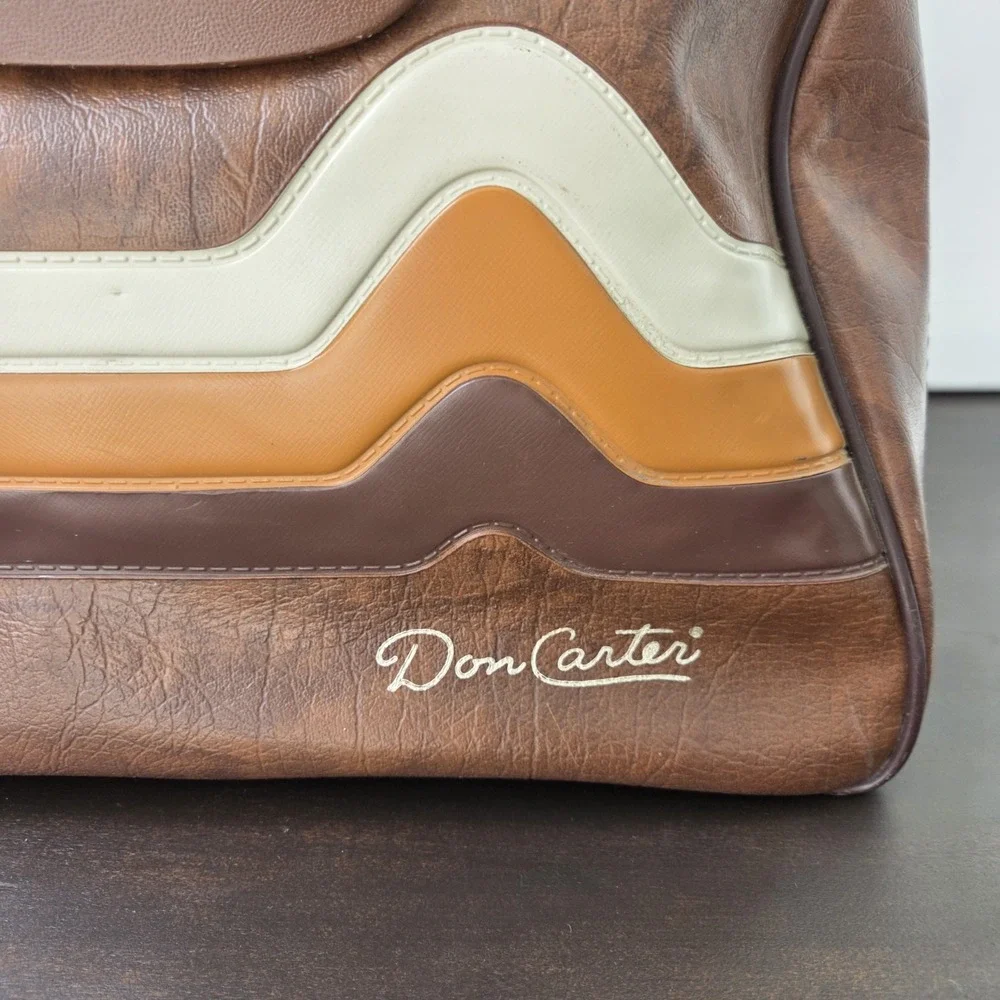 Vintage Brunswick Don Carter Wave Bowling Ball Bag Brown / Tan / Cream Retro